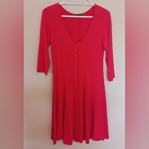 Soprano Women’s 3/4 Sleeve Fit Flare Red Dress Size XL Buttondown